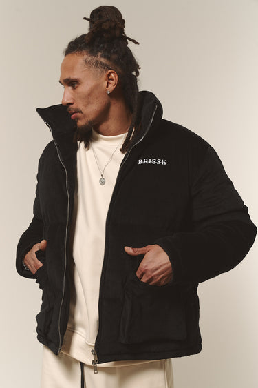 Cord Pufferjacke schwarz Männer