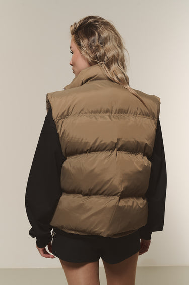 Puffer Weste Kurz Braun Frauen