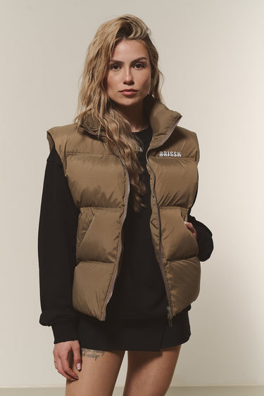 Puffer Weste Kurz Braun Frauen