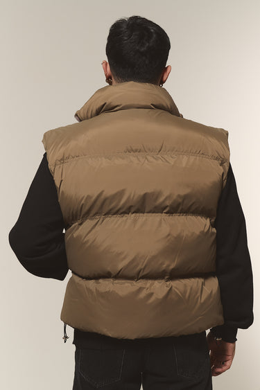 Puffer Weste Kurz Braun Männer