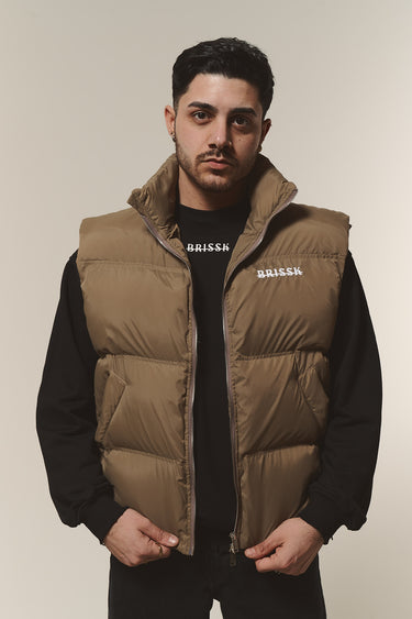 Puffer Weste Kurz Braun Männer