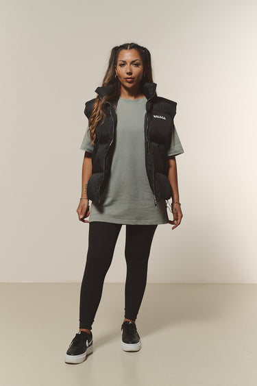 Puffer Weste Kurz Schwarz Frauen
