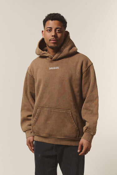 Oversize Basic Hoodie Steingewaschen Braun Männer