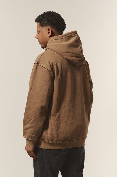 Oversize Basic Hoodie Steingewaschen Braun Männer
