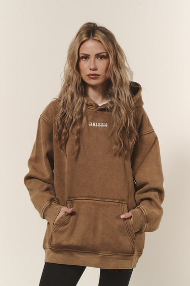 Oversize Basic Hoodie Steingewaschen Braun Frauen