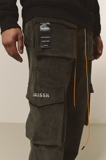 Cord Cargo Hose dunkel Grün Männer