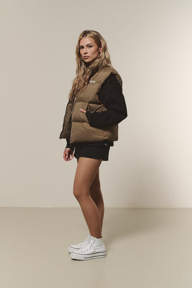 Puffer Weste Kurz Braun Frauen 