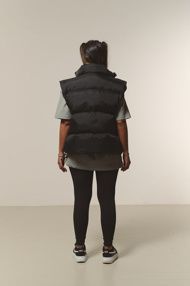Puffer Weste Kurz Schwarz Frauen