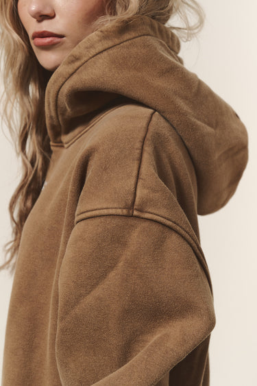 Oversize Basic Hoodie Steingewaschen Braun Frauen 
